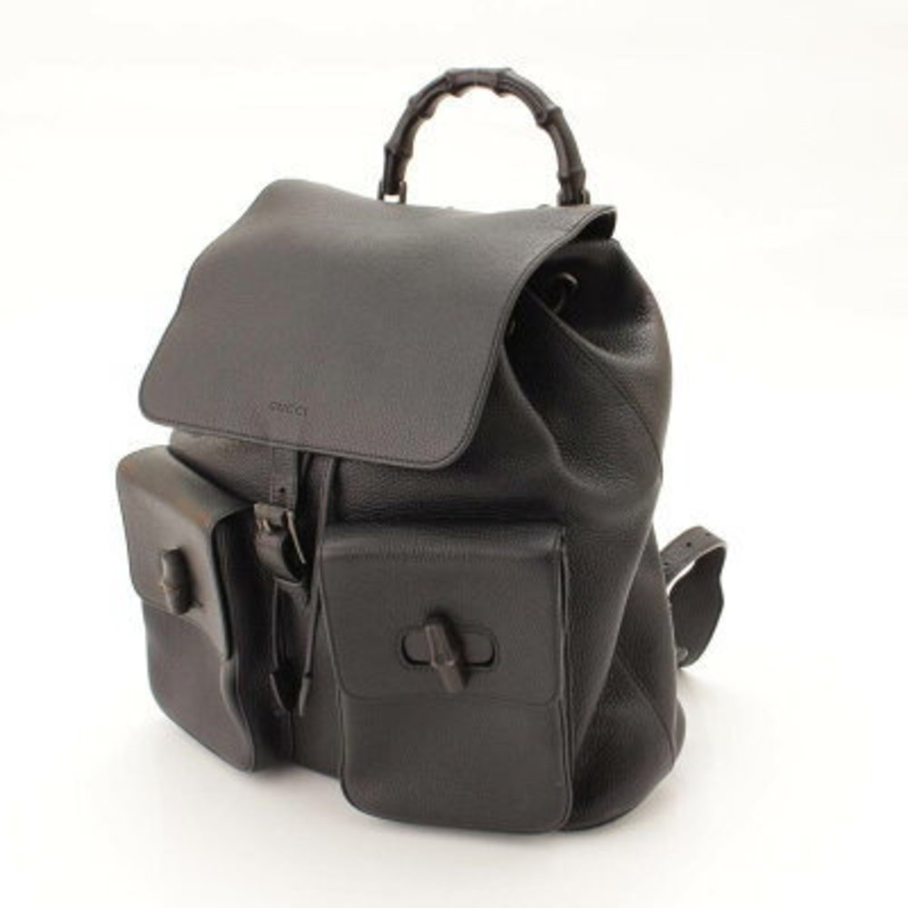 Gucci Bamboo Drawstring Backpack Rucksack Black - image 2